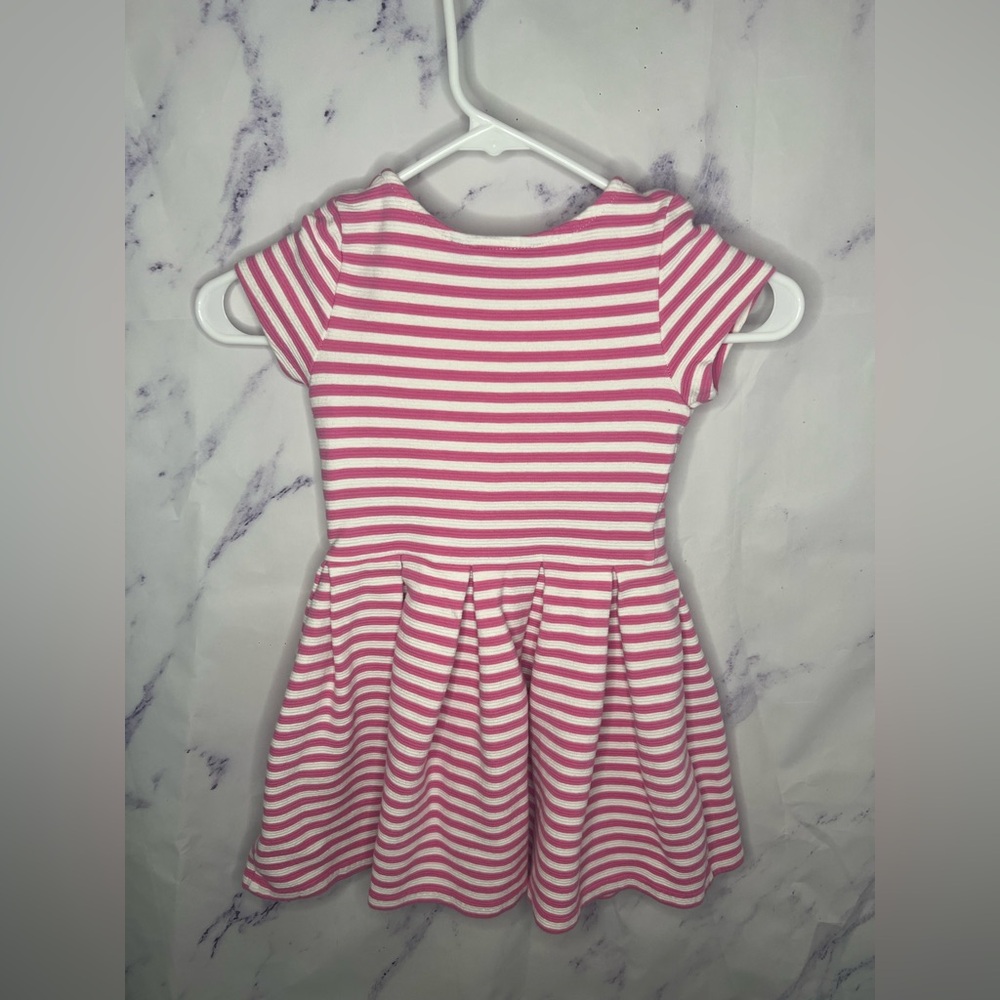 Polo by Ralph Lauren Girls White and Pink Striped Fit & Flare Dress Sz 6 - Picture 3 of 3